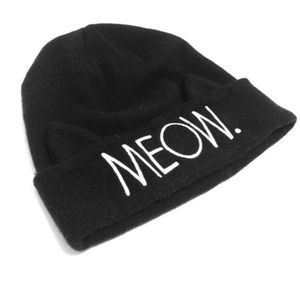 Meow Black Beanie